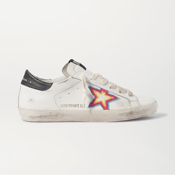 high top golden goose beaded sneakers